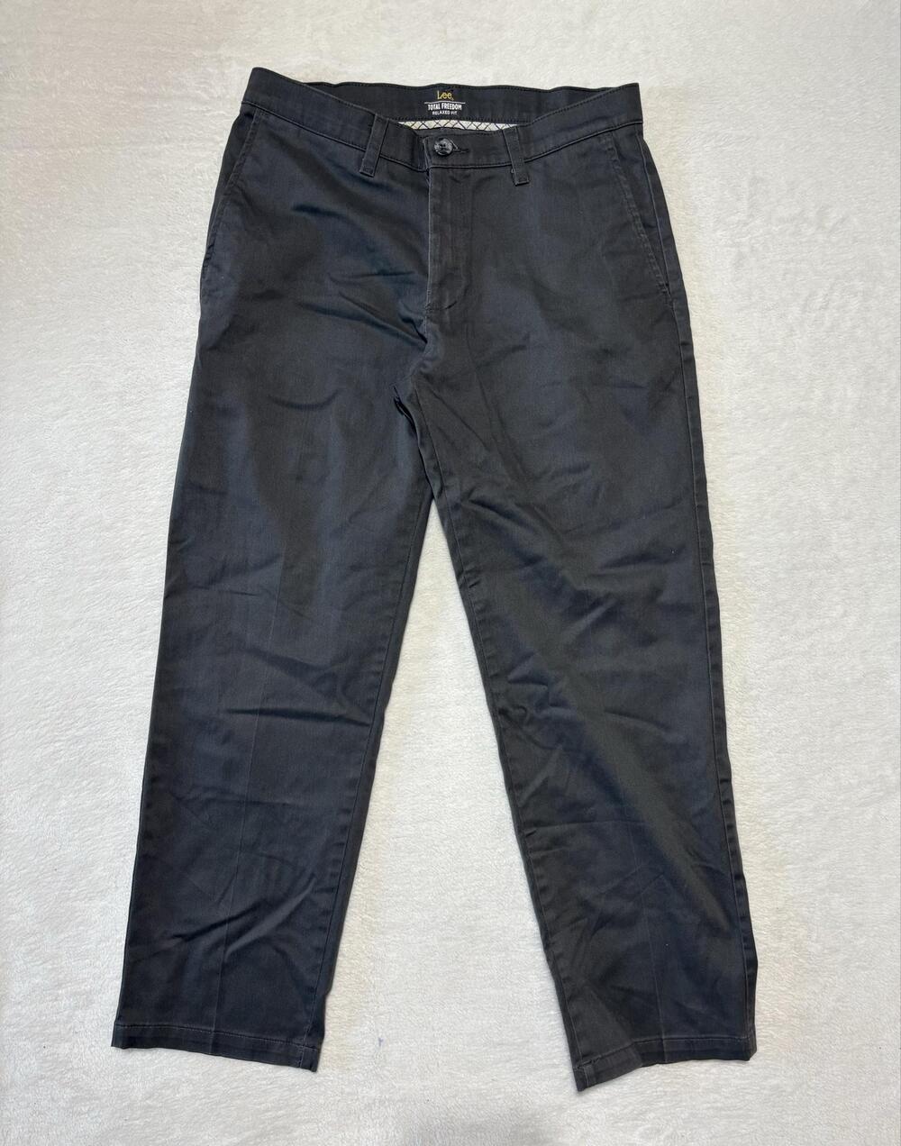 Lee Total Freedom Pants Mens 30x30 Gray Relaxed Fit Stretch Chino Casual Pockets